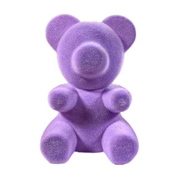 4.7 Inch Flocked Foam Bear Figurine - Soft Velvet Finish Decorative Colorful Mini Bears for Party Scenes, Tabletop Displays, and Home Shelf Decor Light Purple