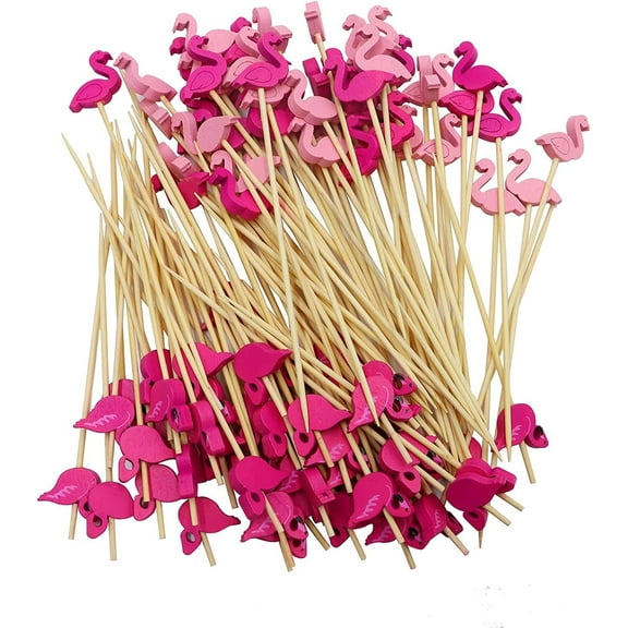 4.7 Inch Food Picks 100PCS Cocktail Toothpicks Drink Disposable Bamboo Sticks Meat Fruits Skewers Cheeses Markers Cake Toppers for Kids Lunch Box Appetizers Birthday Wedding Christmas Party Club Decor