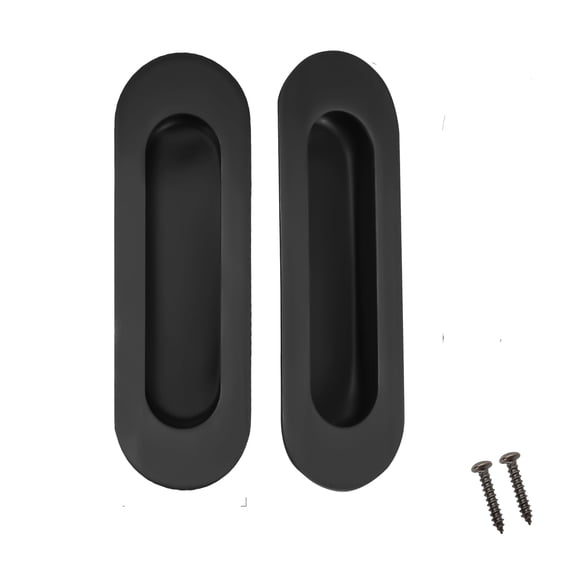 Kindoodos 4.7 inch Recessed Sliding Closet Door Handle, Matte Black, 2 Pack