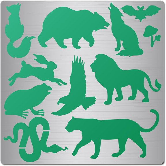 4.7 Inch Stainless Steel Cutting Dies Stencils Reusable Metal Wolf Rabbit Stencil Animal Templates Journal Tool for Painting on Wood Wall Canvas Furniture Pyrography Engraving Home Decor