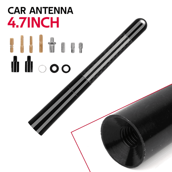 4.7 Inch Universal Car Antenna Pole Aluminum Alloy With Carbon Fiber Vehicle Replacement Short Antenna in Black