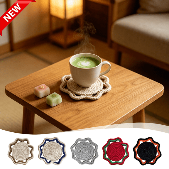 4.7 Inch Woven Cotton Rope Coaster, Heat Resistant Macrame Trivet Hot Pot Pad, Absorbent Braided Table Mat For Kitchen Dining Table, Halloween Christmas Farmhouse Home Tabletop Decor