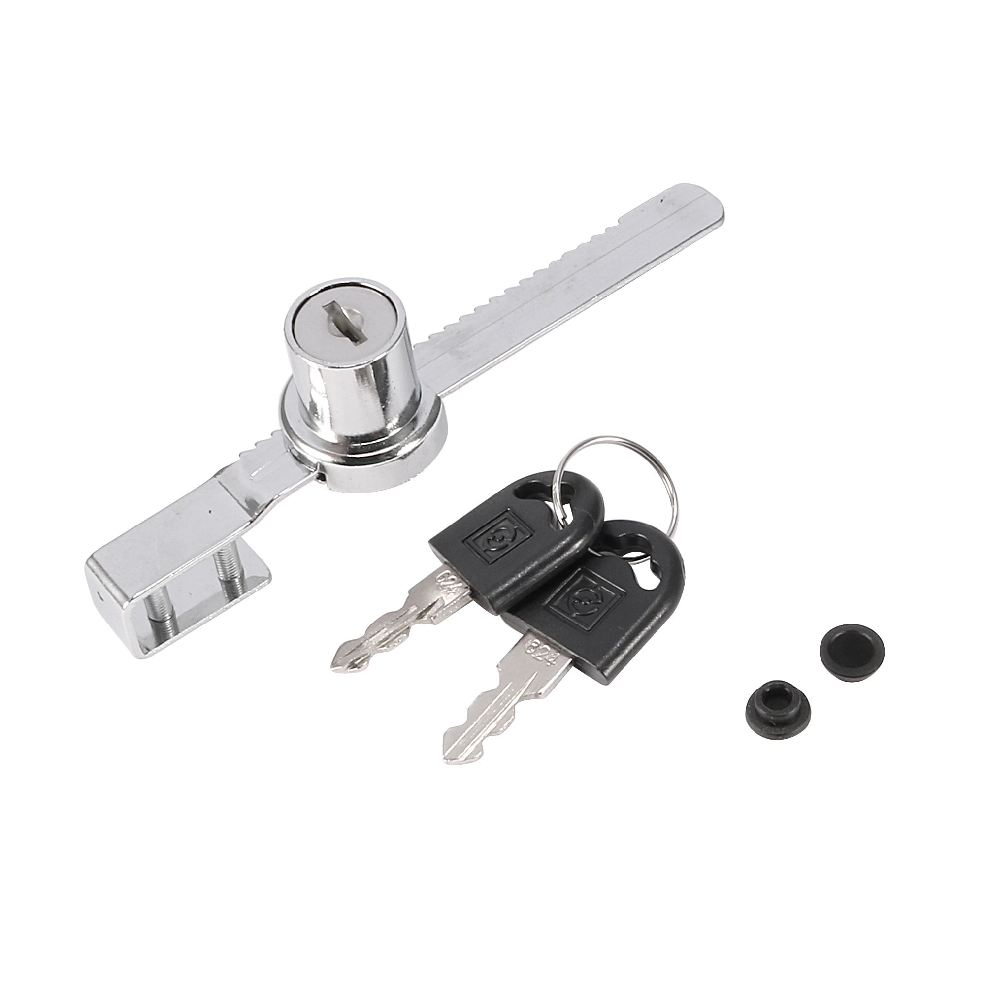 4.7" Long Silver Tone Sliding Glass Door Lock with Keys
