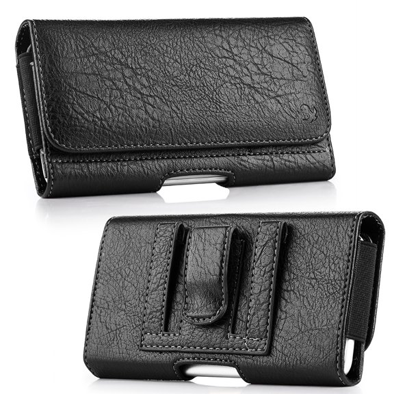 4.7" Phone Wallet Leather Pouch Case Horizontal Flip Cover Protective Holster Pouch [Belt Clip + Loops + ID /Credit Card Slot Holder] BLACK fit APPLE iPhone XS/ X / 8 / 7/ 6s / 6 / 5s / 5 / SE