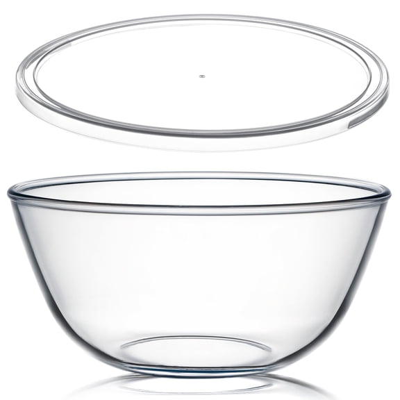 NUTRIUPS 4.7QT High Borosilicate Glass Deep Large Mixing Bowl with Lid