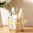 thumbnail image 1 of 4.7" Rotating Makeup Brush Holder, Crystal 360° Makeup Organizer with 6 Slots, Vanity Brush Cup for Countertop, Desk Pen Holder & Office Organizer, Water Ripple Design, Clear, 1 of 5