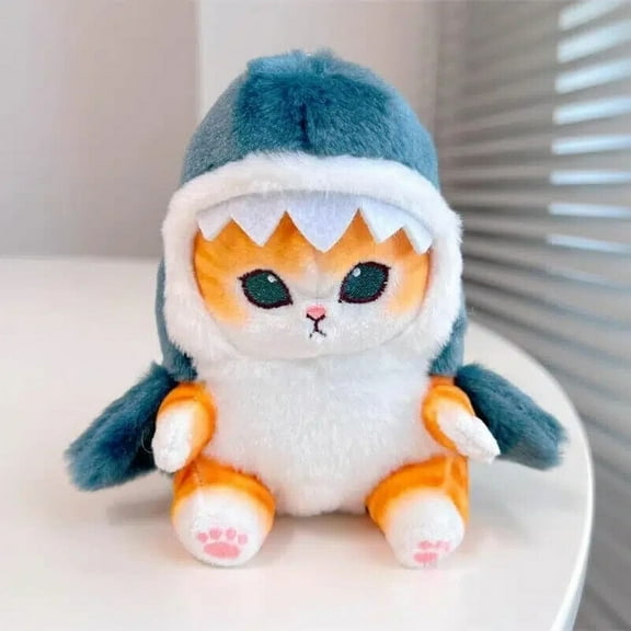 4.7" SHARK ATTACK CAT Cute Cat Plushy Toy Stuffed Animal Shark & Cat Combination-12cm