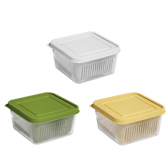 4.7" Saver Storage Containers,Fresh Vegetable Fruit Storage Containers with Lids Airtight,Portable Ginger Storage Draining Crisper with Strainers