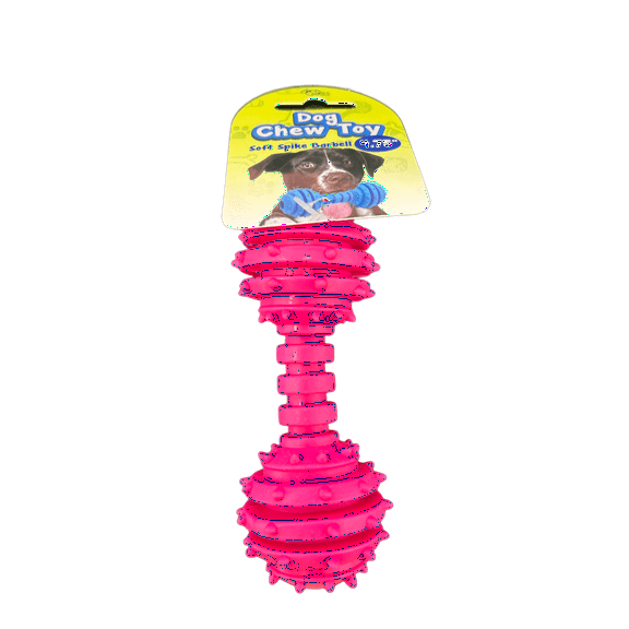 4.7 in Soft Spike Barbell Dog Chew Toy, Fun, Functional and Dental Health Boosting Toy for Furry Friends to Satisfy Chewing Instincts and Promote Healthy Teeth, Pink