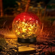 4.7" Solar Cracked Globe Garden Lights, Solar Garden Lights Outdoor Decorative, Waterproof Glass Ball Lights for Yard Pathway Patio Christmas Outside Decor (Warm White, 4.7")