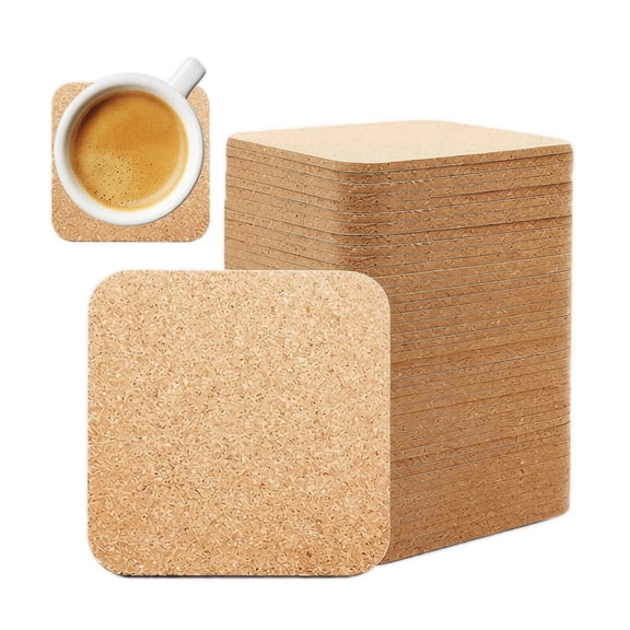 4.7" Square Natural Cork Coaster, Non-Slip Heat Resistant Drink Mat, Absorbent Trivet Pad, Suitable for Coffee Table, Office & Home Decor