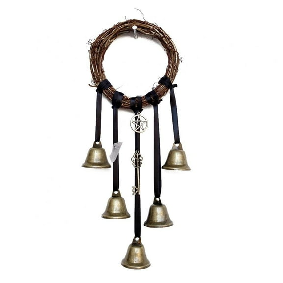 4.7" Witch Bells,Witchy Things,Magic Home Protection,Clear Negative Energies,Attracts Positive,Wicca Decor,Witchcraft Wicca Supplies (Pentagram)