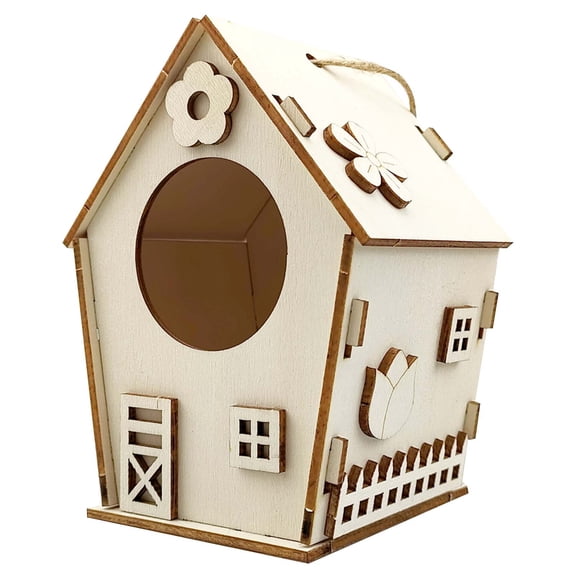 4.7" Wooden Bird House, Pack of 2 Hanging Birdhouse for Outside, Wooden Nests Box Garden Patio DIY Decorative for Robin Budgie Swallow Little Sparrow Finch Throstle or Medium Size Birds