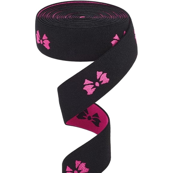 4.7 Yards Pink Black Elastic Ribbon Bands for Sewing Wig 1.2 Inch Wide Stretchy Knit Spool Wowen Edge Wrap Strap No-Slip Holding Headband