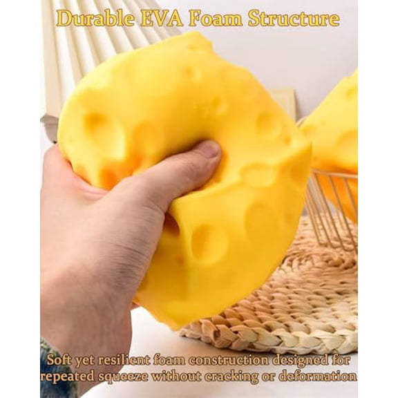 4.7 inch Cheese Cube Squishy Realistic Design Slow Rising Durable EVA Foam Structure