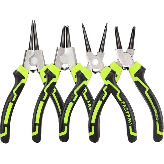 4- 7-inch Snap Ring Pliers Set, Internal/External Circlip Pliers Kit with Straight/Bent Jaw, for Ring Remover Retaining
