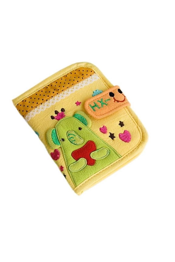 4.7 x 3.7 in. Green Elephant - Embroidered Applique Fabric Art Wallet Purse & Card Holder