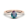thumbnail image 1 of 4.70ct AAA Lab Created Alexandrite and Moissanite Ring 14k Rose Gold-Plated Engagement Ring Vintage Art Deco Bridal Gift, 1 of 3