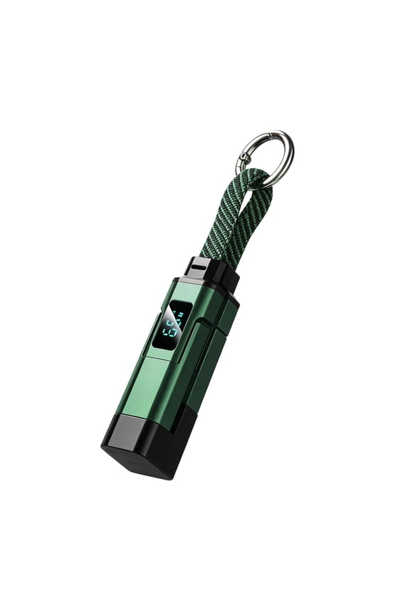 4.72" 4-in-1 65W Fast Charging Keychain Cable, Digital Display Multi USB-C Charger Cord,Green