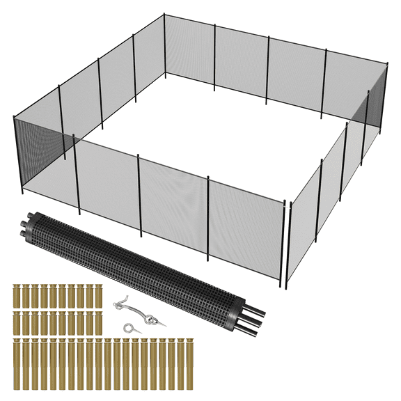 4*72 FT Mesh Pool Safety Fence, No-Drilling Removable Pool Fence with Stainless Steel Poles, Weatherproof & UV-Resistant, Safety Barrier for Inground & Above Ground Pools, Child & Pet Protection