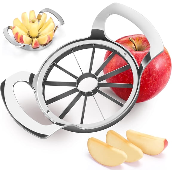 4.72 Inch Extra Large Apple Slicer with 12 Blades - Professional Heavy Duty Apple Cutter -304 Stainless Steel Apple Corer Tool - Sharp Apple Slicer and Corer - Easy to Use - Dishwasher Safe