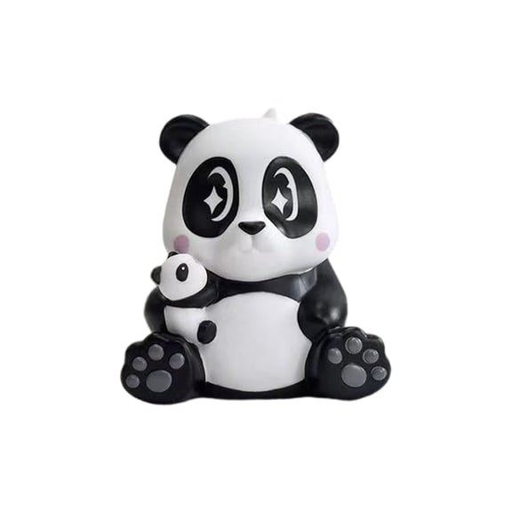 4.72 Inches Sitting Panda Coin Bank Resin Money Saving Box for Kids Desk Decor, Cute Panda with Baby Piggy Bank Creative Gift for Children Room Decoration
