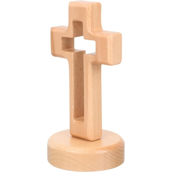 4.72" Wooden Standing Cross Table Decor - Religion Desktop Ornament for Home & Office, Simple Elegant Faith Accent, Durable & Stylish Religious Gift for Christian Gatherings