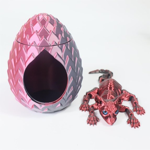 4.72Inch 3D Printed Hairless Cat with Cattery, for Home Decorations & Easter Egg Hunt Party Favor, Easter Basket Stuffers