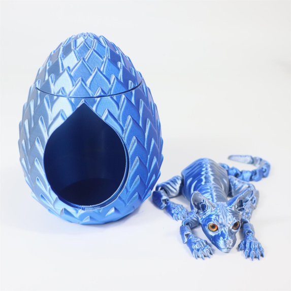 4.72Inch 3D Printed Hairless Cat with Cattery, for Home Decorations & Easter Egg Hunt Party Favor, Easter Basket Stuffers