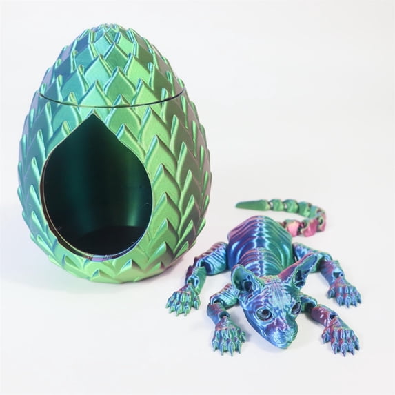 4.72Inch 3D Printed Hairless Cat with Cattery, for Home Decorations & Easter Egg Hunt Party Favor, Easter Basket Stuffers