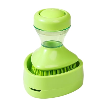 4.74in Soap Dispensing Kitchen Palm Brush Set (Green) - Dish/Pot Cleaning Brush with Drainage Base, Coating-Friendly Silicone Bristles