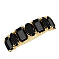 thumbnail image 1 of Rosec Jewels Black Onyx Half Eternity Ring - AAA Quality Certified - Wedding Anniversary Ring for Women - Ready to Gift, 10K Yellow Gold, US 12.50, 1 of 9