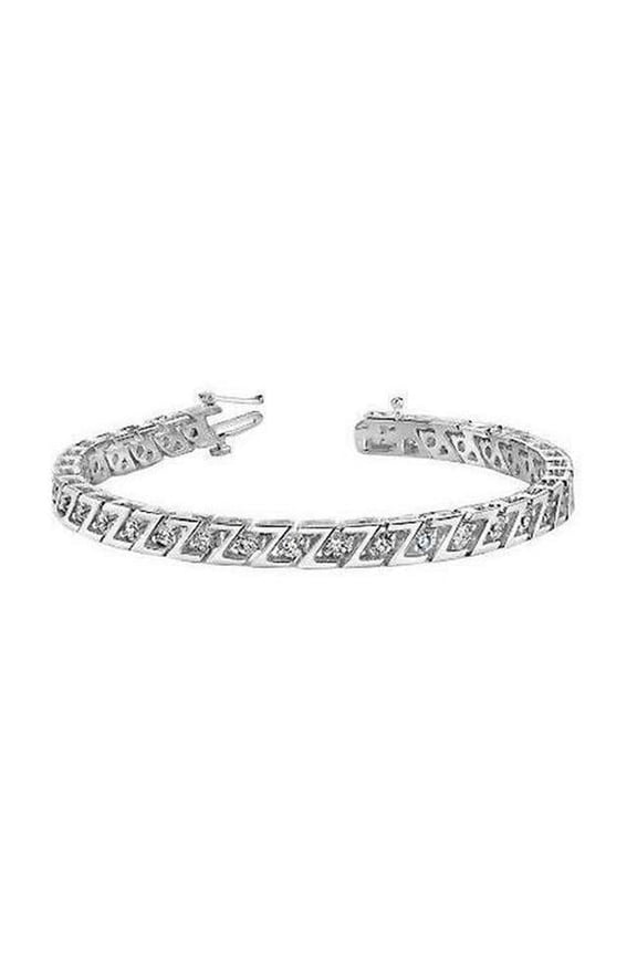 4.75 CT Prong Set Diamond Z Style Tennis Bracelet, 14K Solid Gold