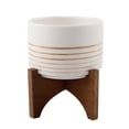 thumbnail image 1 of 4.75" Ceramic Planter on Wood Stand, 1 of 5