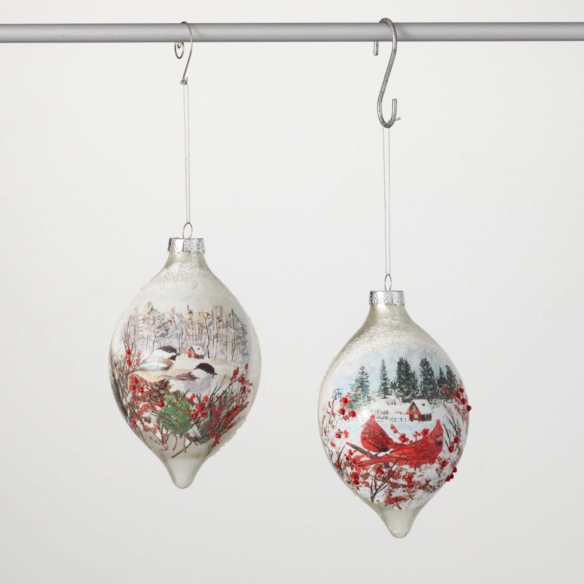 4.75"H Sullivans Woodland Teardrop Christmas Ornaments Set of 2, Multicolor