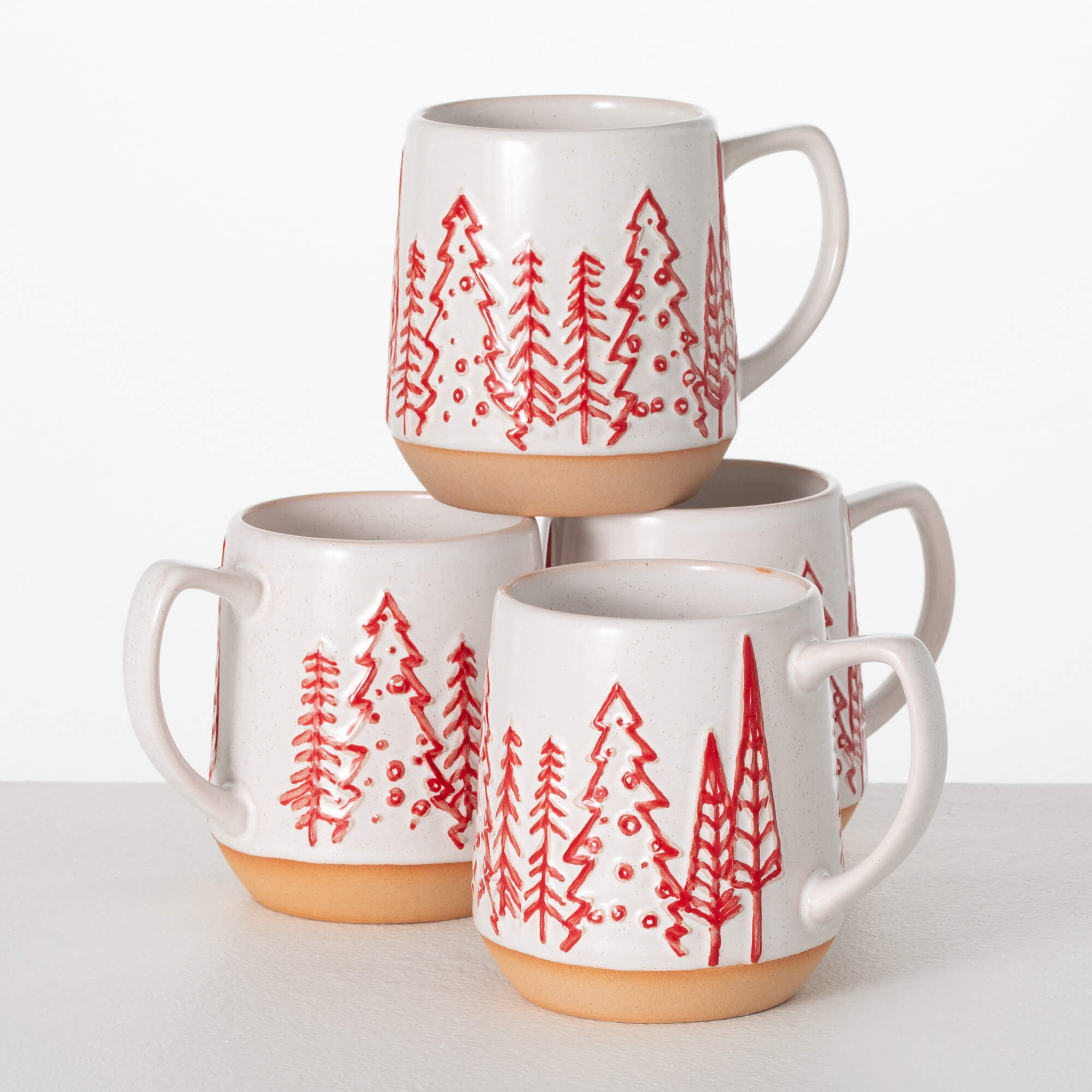 4.75"H Sullivans 'tis The Season Christmas Mugs Set of 4, Red-White