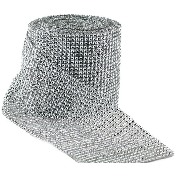 4.75" Mesh Silver Simulated Diamond Rhinestone Wrap