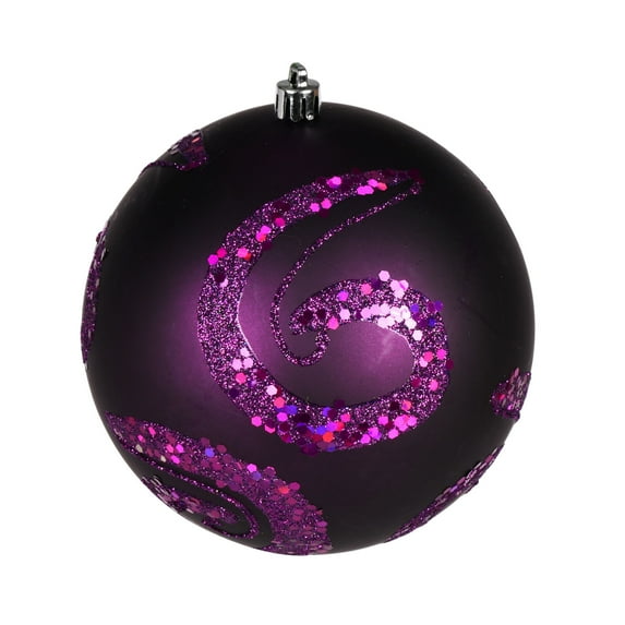 4.75" Plum Matte Sequin Drill Ornament 4/Bag