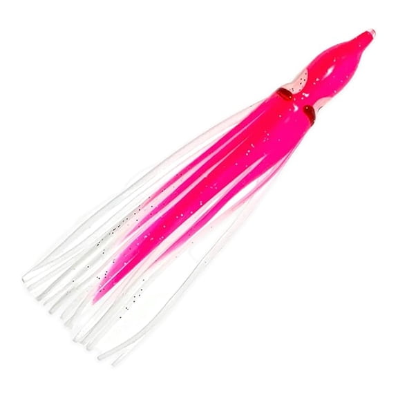 4.75" Trolling Squid Skirts, Artificial Hoochie Bait Lures, 40 Pcs Pink/White, for Offshore Trolling & Casting, Ideal for Salmon, Tuna, Mahi & Saltwater Game Fish