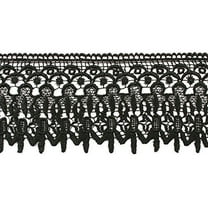 4.75" White Ivory Red Gold Lilac Gray Floral Scalloped Venice Lace Guipure Trim (Black)