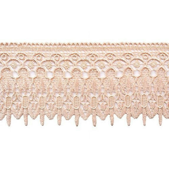 4.75" White Ivory Red Gold Lilac Gray Floral Scalloped Venice Lace Guipure Trim (Champagne)