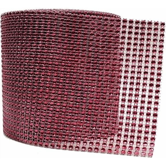 4.75" X 10 Yards Faux Diamond Rhinestone Mesh Wrap for Wedding, Party and Events Decoration (Burgandy)