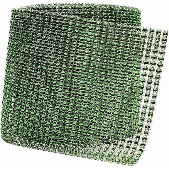 4.75" X 10 Yards Faux Diamond Rhinestone Mesh Wrap for Wedding, Party and Events Decoration (Emerald)