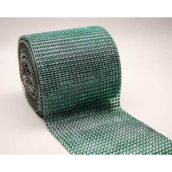 4.75" X 10 Yards Faux Diamond Rhinestone Mesh Wrap for Wedding, Party and Events Decoration (Hunter)