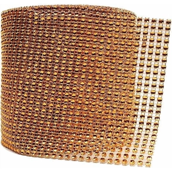4.75" X 10 Yards Faux Diamond Rhinestone Mesh Wrap for Wedding, Party and Events Decoration (Orange)
