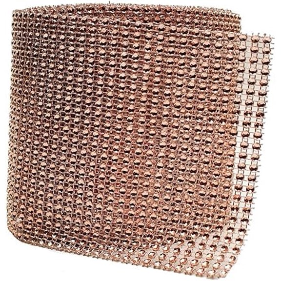 4.75" X 10 Yards Faux Diamond Rhinestone Mesh Wrap for Wedding, Party and Events Decoration (Rose Gold)