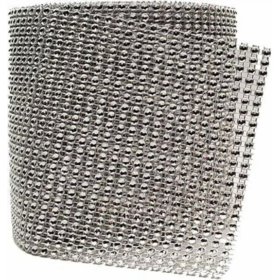 4.75" X 10 Yards Faux Diamond Rhinestone Mesh Wrap for Wedding, Party and Events Decoration (Silver)