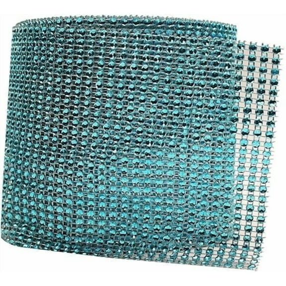 4.75" X 10 Yards Faux Diamond Rhinestone Mesh Wrap for Wedding, Party and Events Decoration (Turquoise)