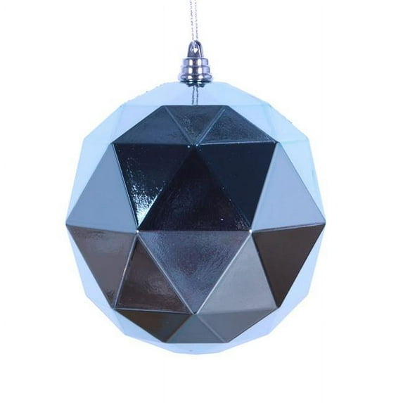 4.75 in. Baby Blue Shiny Geometric Christmas Ornament Ball - 4 per Bag