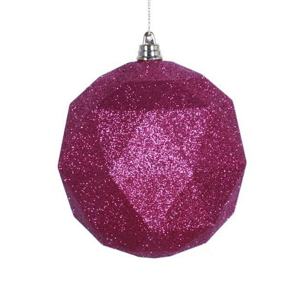 4.75 in. Fuchsia Glitter Geometric Christmas Ornament Ball - 4 per Bag